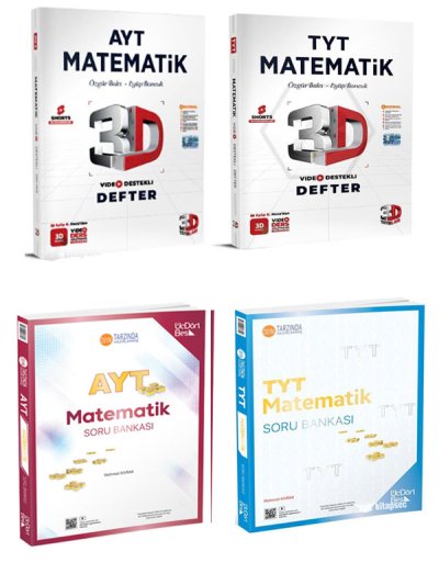 AYT TYT Matematik Video Destekli Defter ve Soru Bankası Seti 3D Üçdörtbeş Yayınları