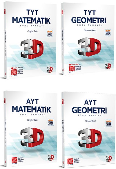 TYT AYT Matematik ve Geometri Soru Bankası Seti 3D Yayınları